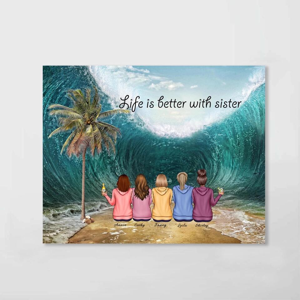 Life Is Better With Sister - Personalized  Canvas - Gift for Family,Friends