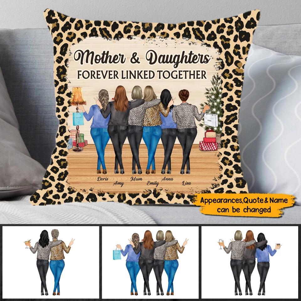 Mother And Daughters Forever Linked Together - Personalized Pillow