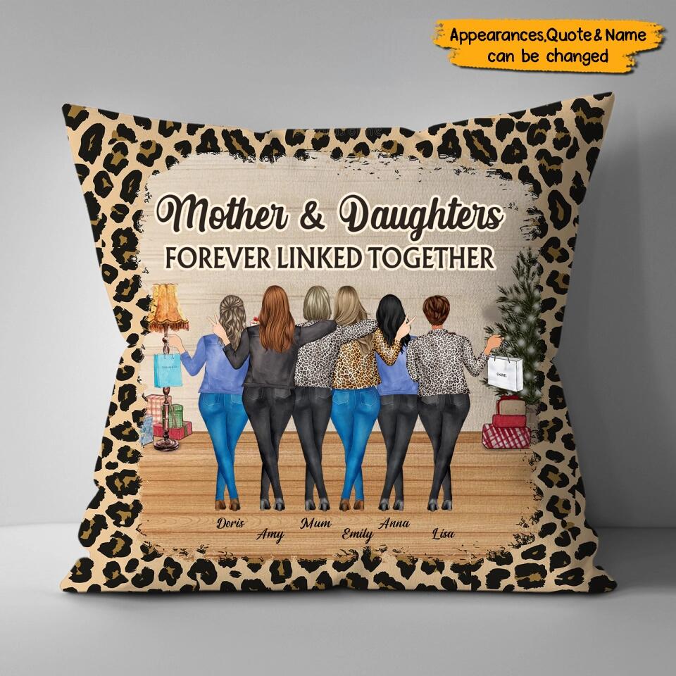 Mother And Daughters Forever Linked Together - Personalized Pillow