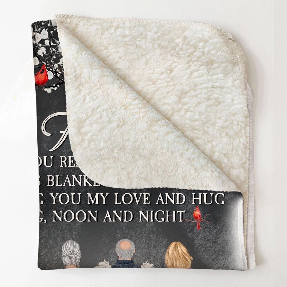 Sending Hugs From Heaven - Personalized Blanket - Memorial Gift For Family Members