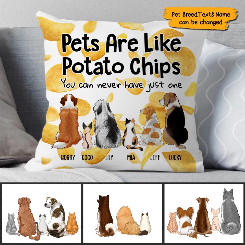 Dogs Cats Like Potato Chips - Funny Pet Personalized Pillow