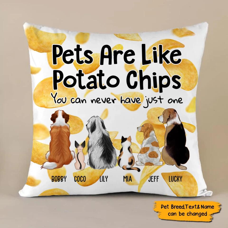 Dogs Cats Like Potato Chips - Funny Pet Personalized Pillow