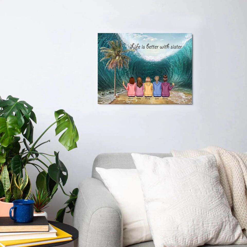 Life Is Better With Sister - Personalized  Canvas - Gift for Family,Friends