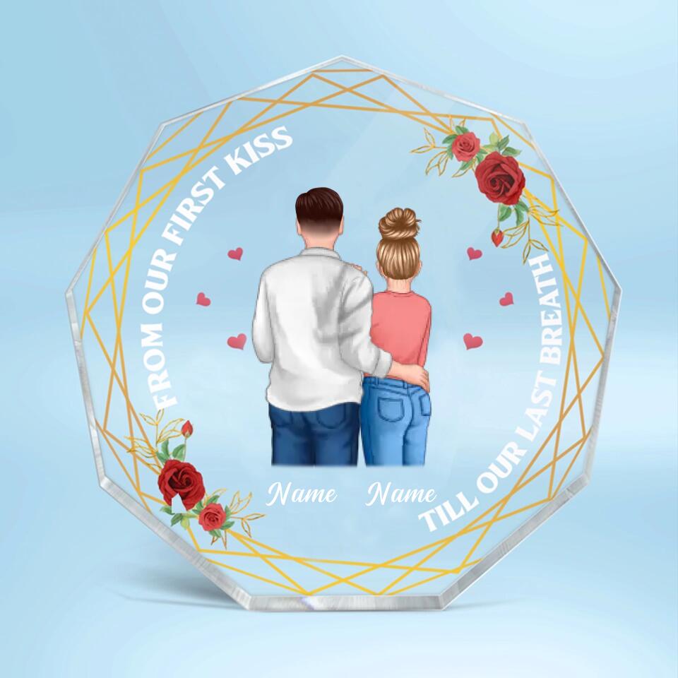 Doll Couple Kissing Valentine‘s day Gift - Personalized Nonagon Acrylic Plaque