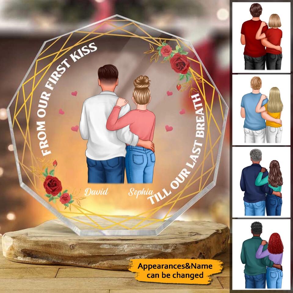 Doll Couple Kissing Valentine‘s day Gift - Personalized Nonagon Acrylic Plaque