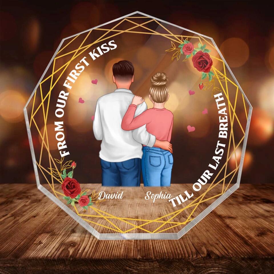 Doll Couple Kissing Valentine‘s day Gift - Personalized Nonagon Acrylic Plaque