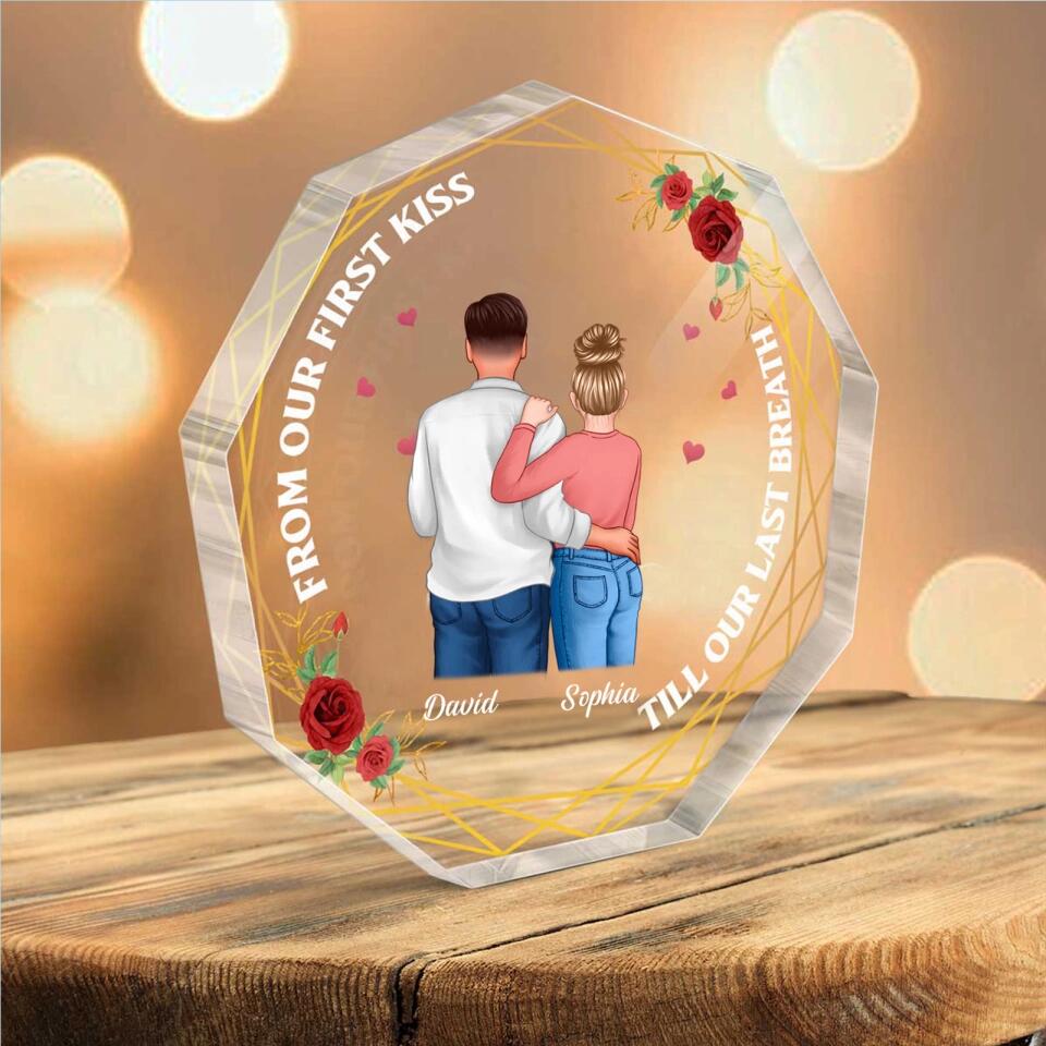 Doll Couple Kissing Valentine‘s day Gift - Personalized Nonagon Acrylic Plaque