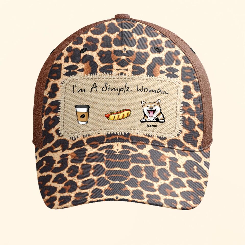 I Am A Simple Woman - Personalized Leopard Print
 Classic Cap - Birthday Gift For Dog Mom, Dog Lover, Wife, Gift From Mom To Daughters