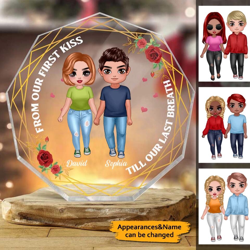 Doll Couple Kissing Valentine‘s day Gift - Personalized Nonagon Acrylic Plaque