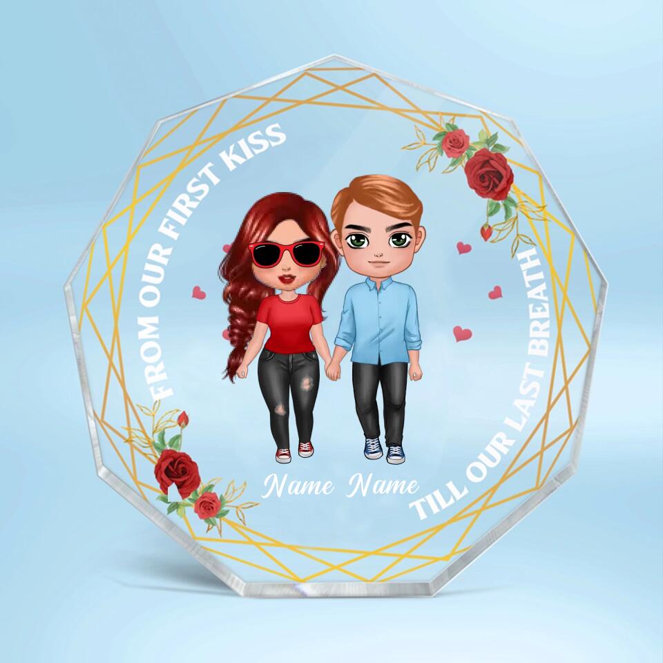 Doll Couple Kissing Valentine‘s day Gift - Personalized Nonagon Acrylic Plaque