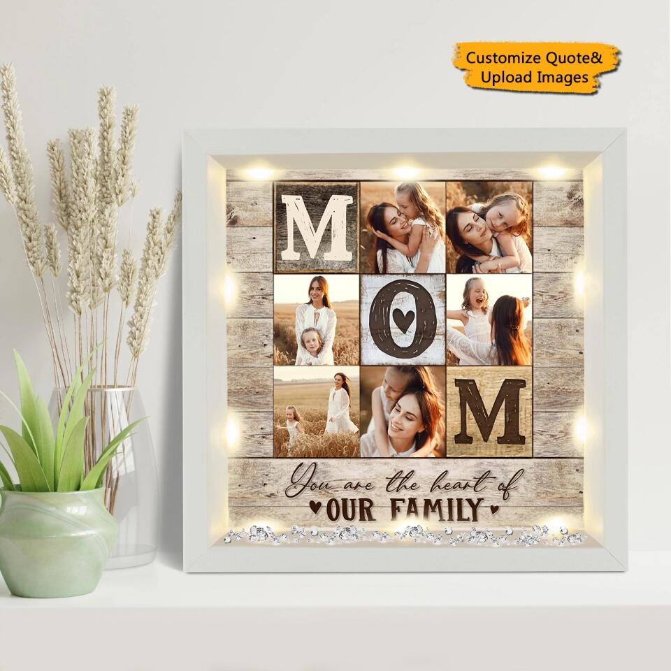 Home is where my Mom is - Personalized Upload Photo Collage Light-Up Frame, Best Gift For Mom