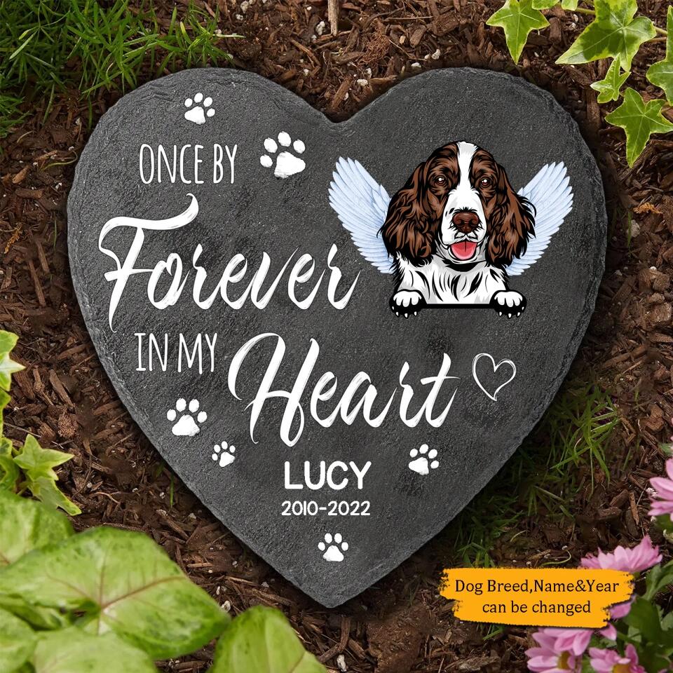 Once By My Side Forever In My Heart - Personalized Memorial Garden Stone - Memorial Gift For Dog Lovers