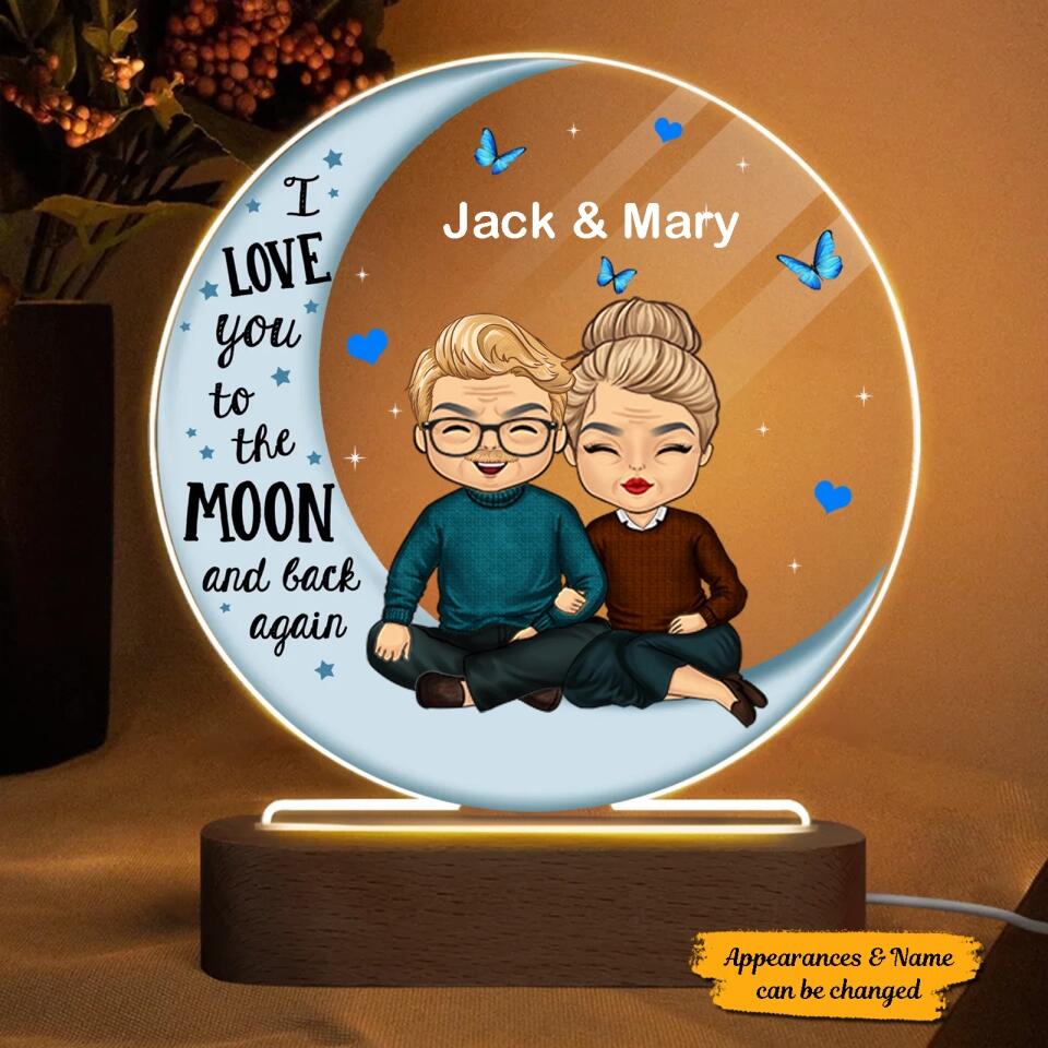 Personalized Couple Moon Plaque LED Night Light - Acrylic LED Lamp - Gift For Couple