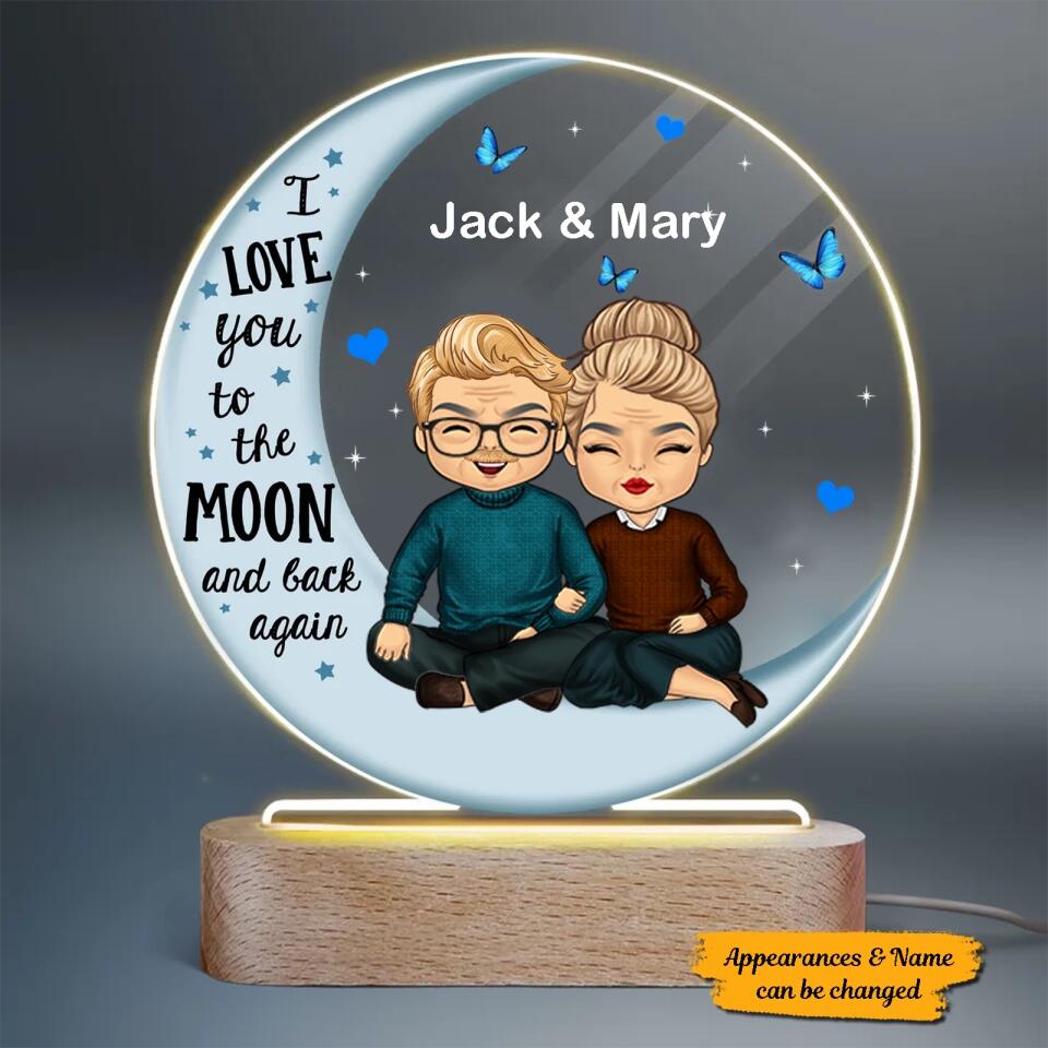 Personalized Couple Moon Plaque LED Night Light - Acrylic LED Lamp - Gift For Couple