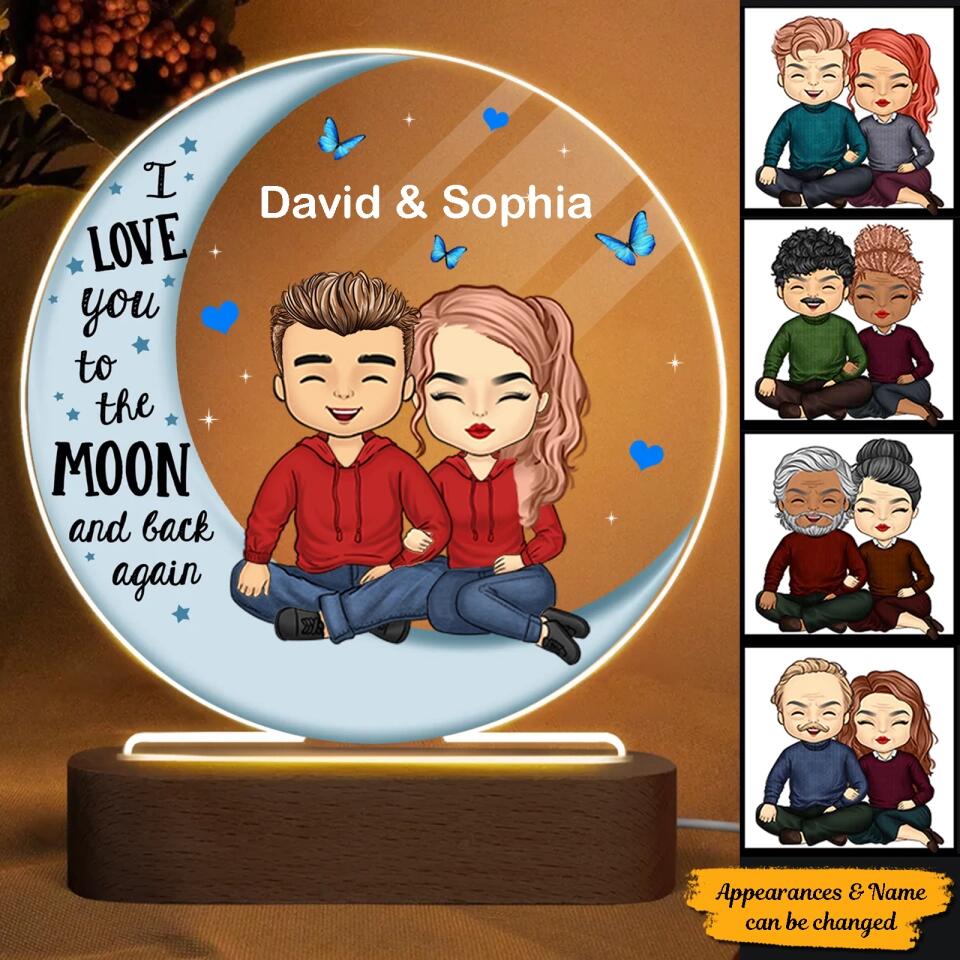 Personalized Couple Moon Plaque LED Night Light - Acrylic LED Lamp - Gift For Couple