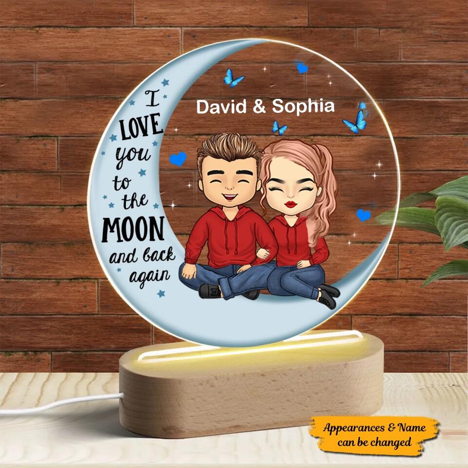 Personalized Couple Moon Plaque LED Night Light - Acrylic LED Lamp - Gift For Couple