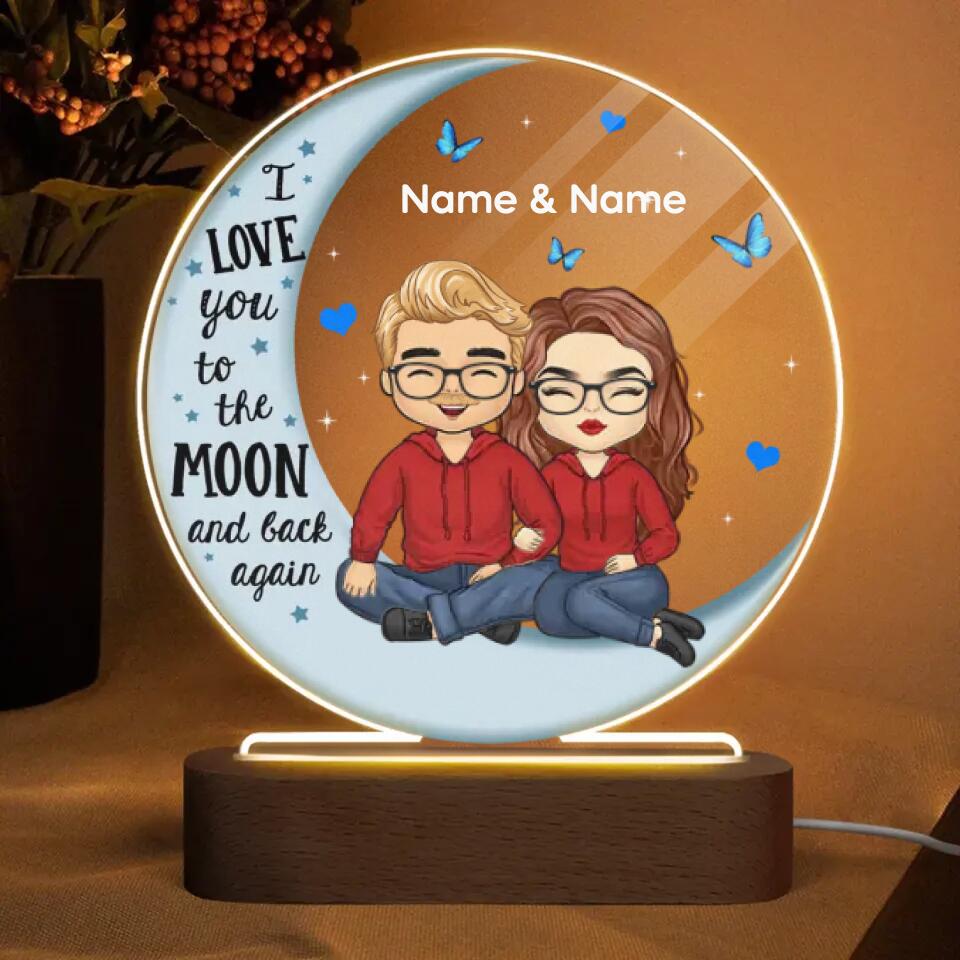 Personalized Couple Moon Plaque LED Night Light - Acrylic LED Lamp - Gift For Couple