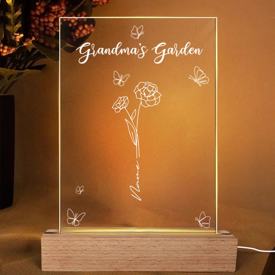 Grandma's Garden - Personalized Birthflower Acrylic  Light Grandmas with Grandkids, Gift for Grandma