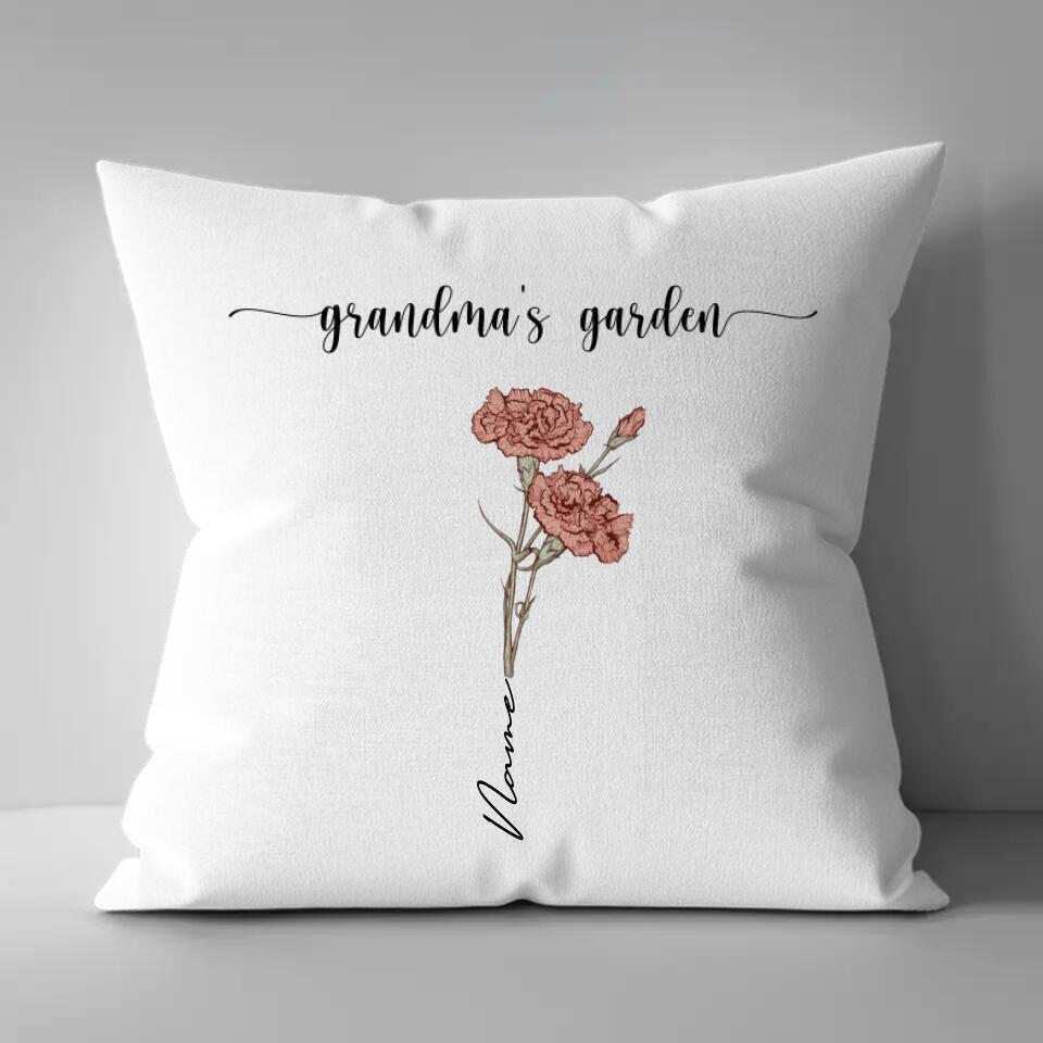 Grandma's Garden - Personalized Birthflower Pillow, Grandmas Garden Pillow with Grandkids, Gift for Grandma