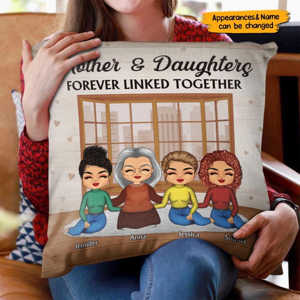 Mother & Daughter Forever Linked Together - Personalized Custom Pillow