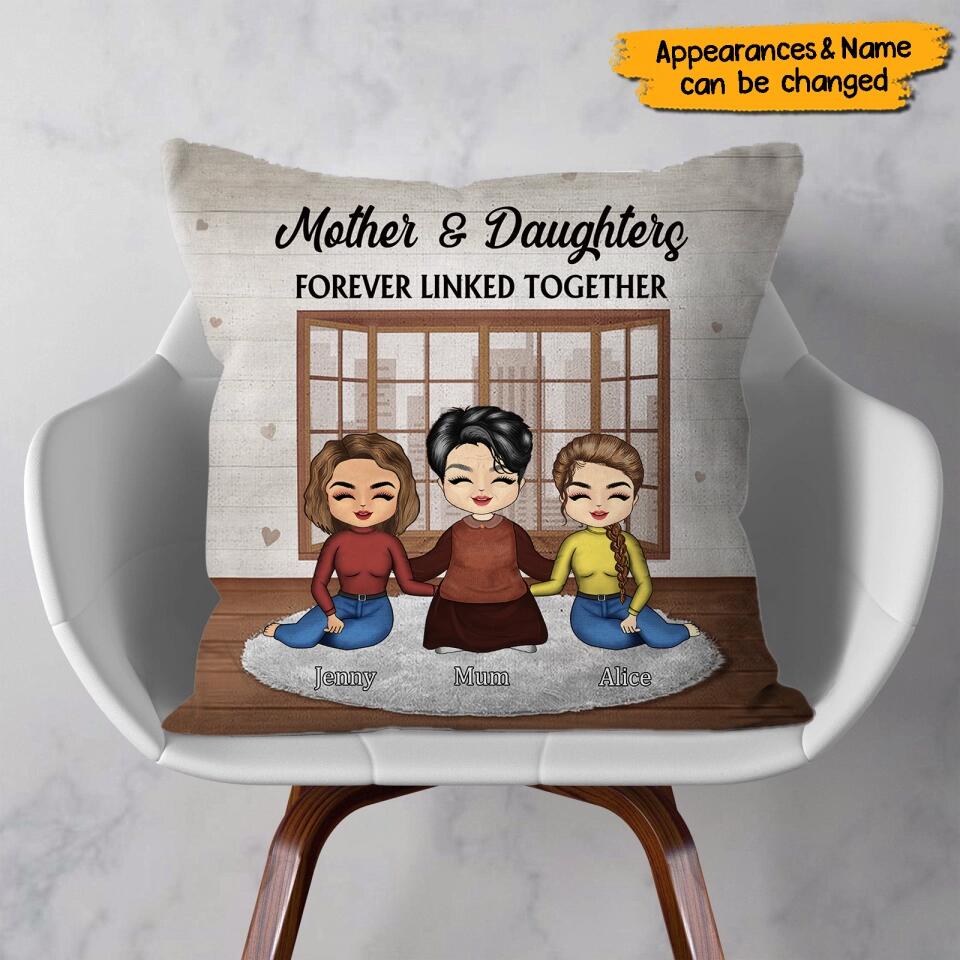 Mother & Daughter Forever Linked Together - Personalized Custom Pillow