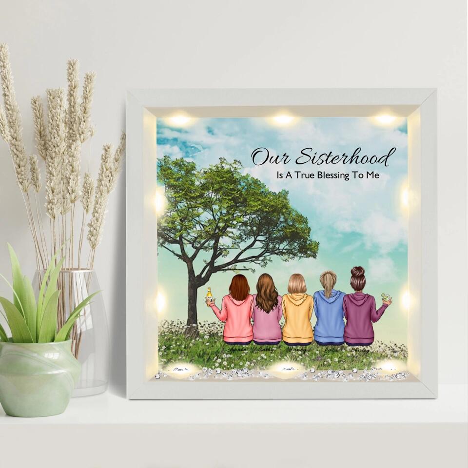 Our Sisterhood Is A True Blessing To Me - Personalized Light-Up Frame - Gift for Sisters