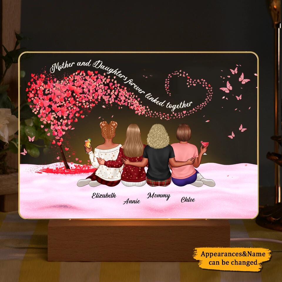 Mother and Daughter, Home is Where You Are - Family Personalized Rectangle Shaped 3D LED Light - Gift For Mom