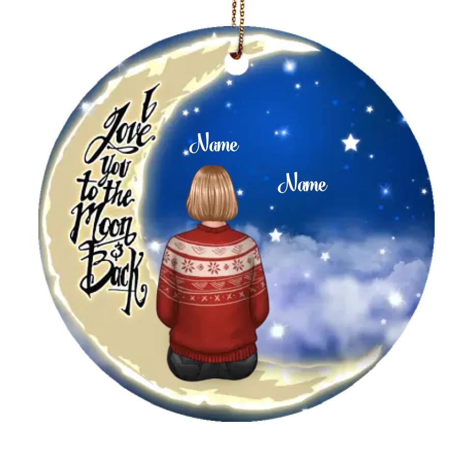 Grandma Grandkids On Moon Personalized Circle Ornament