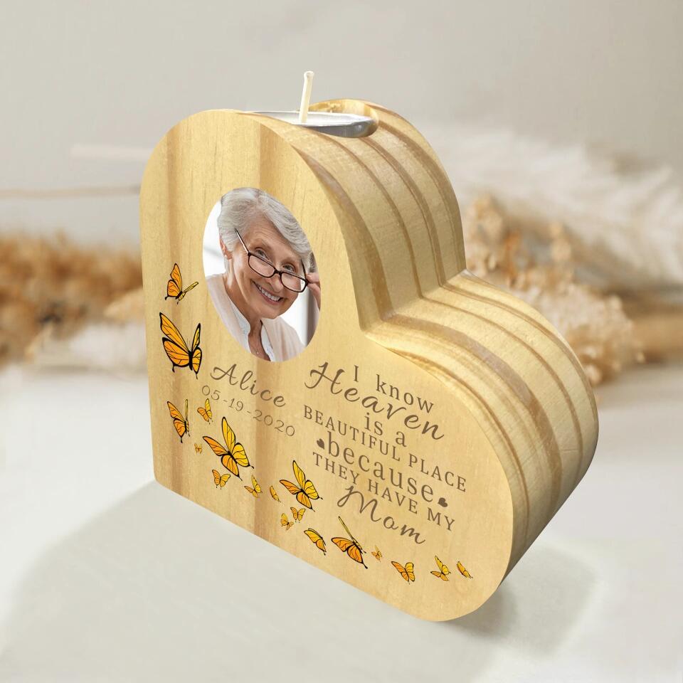 Personalized Memorial Candle Holder Heart-shaped Wooden - Loving Gift For Family