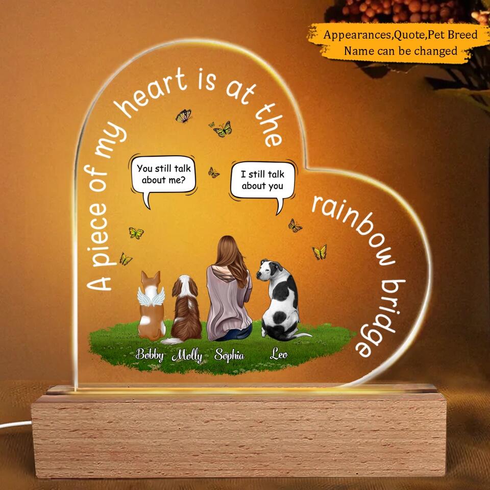 I Still Talk About You - Memorial Personalized Heart Shaped 3D LED Light - Sympathy Gift For Pet Lovers