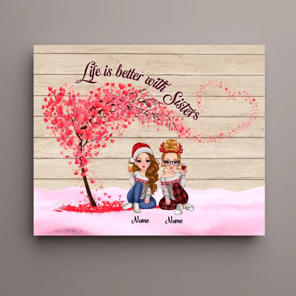 Life Is Better With Sisters - Personalized Christmas Gift - Wrapped Canvas - Gift For Sisters, Family