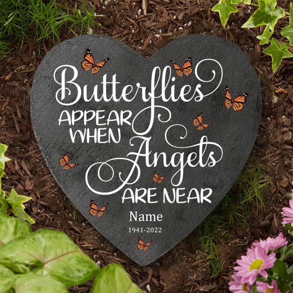 Butterflies Appear When Angels Are Near - Personalized Memorial Garden Stone