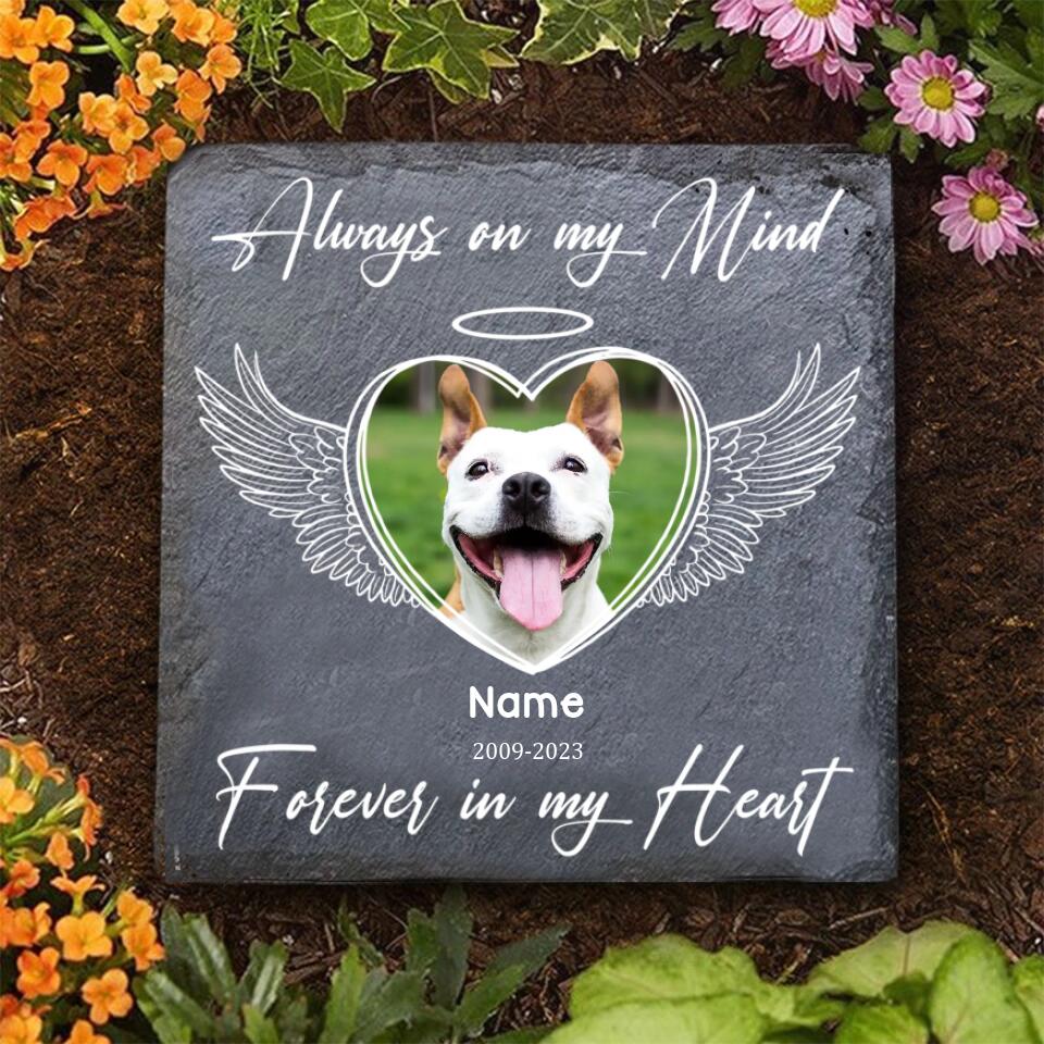 Always On My Mind Forever In My Heart, Custom Photo, Personalized Pet Memorial Stone