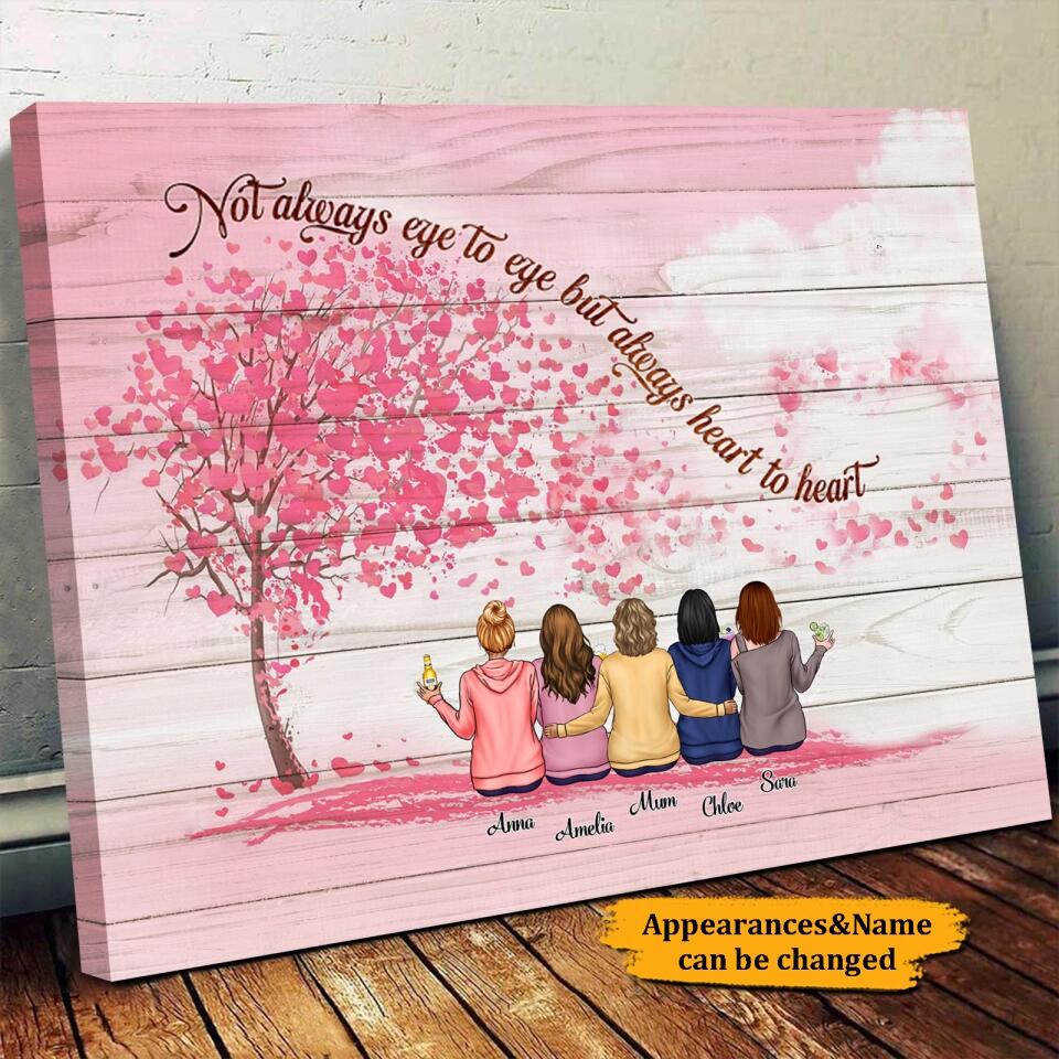 Mother & Daughters Forever Linked Together - Personalized Gift - Wrapped Canvas