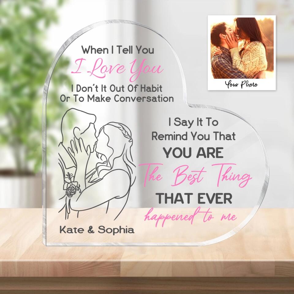 Custom Couple Portrait Illustration From Photo Personalized Couple Heart Acrylic Plaque