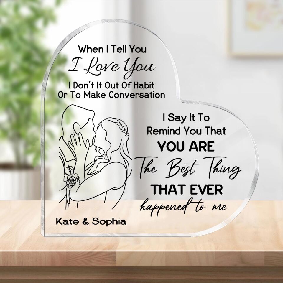 Custom Couple Portrait Illustration From Photo Personalized Couple Heart Acrylic Plaque