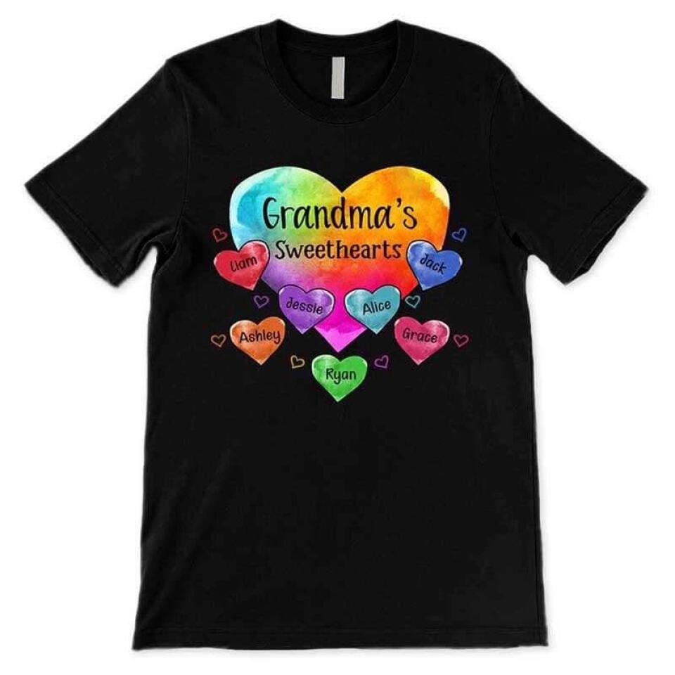 Grandma Sweethearts Pattern Personalized Shirt - Up to 10 kids