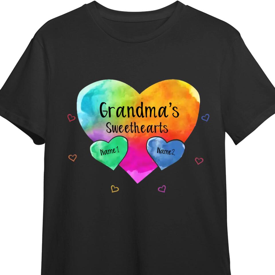 Grandma Sweethearts Pattern Personalized Shirt - Up to 10 kids