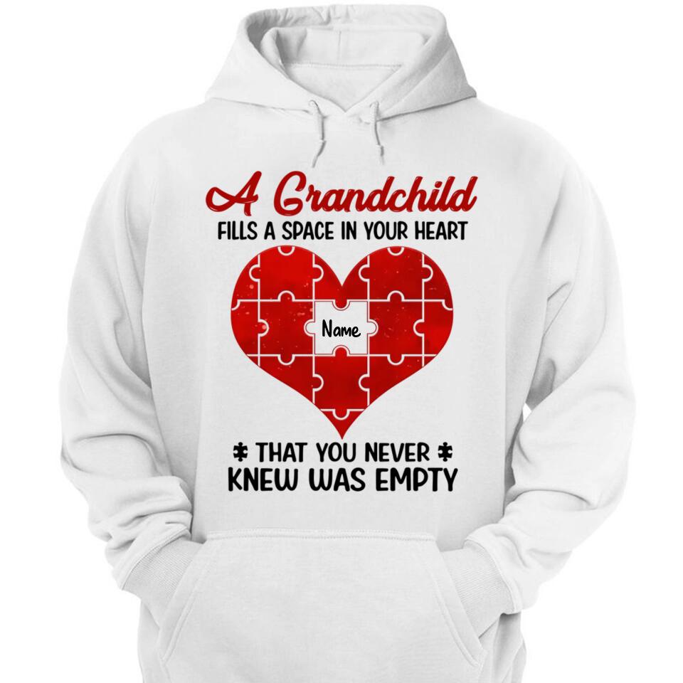 Grandchildren Fill Spaces In Grandma Heart Personalized Shirt