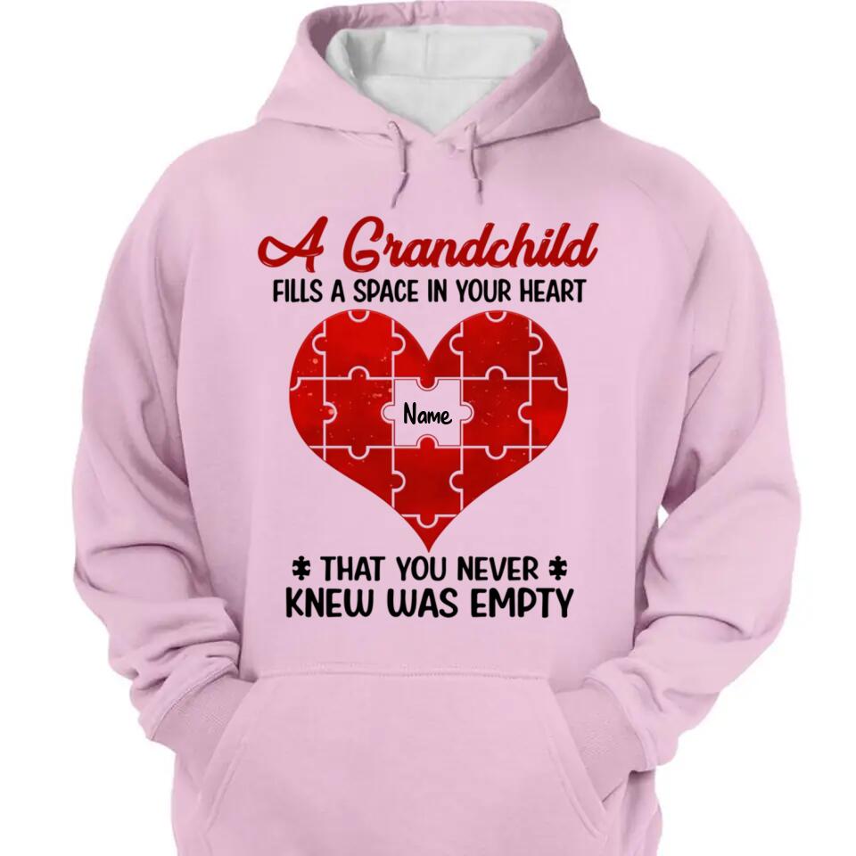 Grandchildren Fill Spaces In Grandma Heart Personalized Shirt