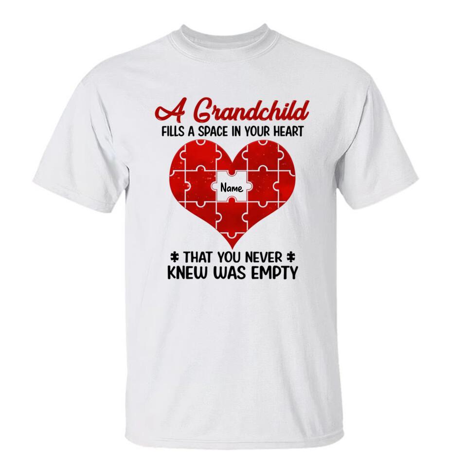 Grandchildren Fill Spaces In Grandma Heart Personalized Shirt