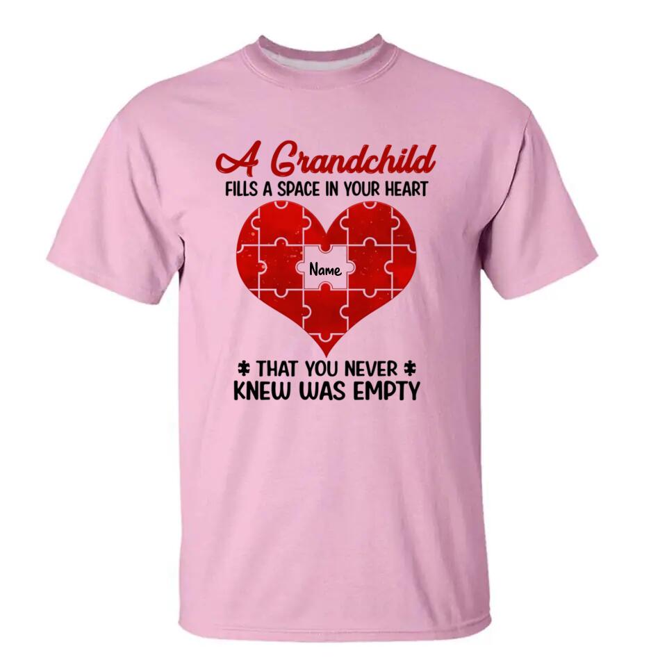 Grandchildren Fill Spaces In Grandma Heart Personalized Shirt