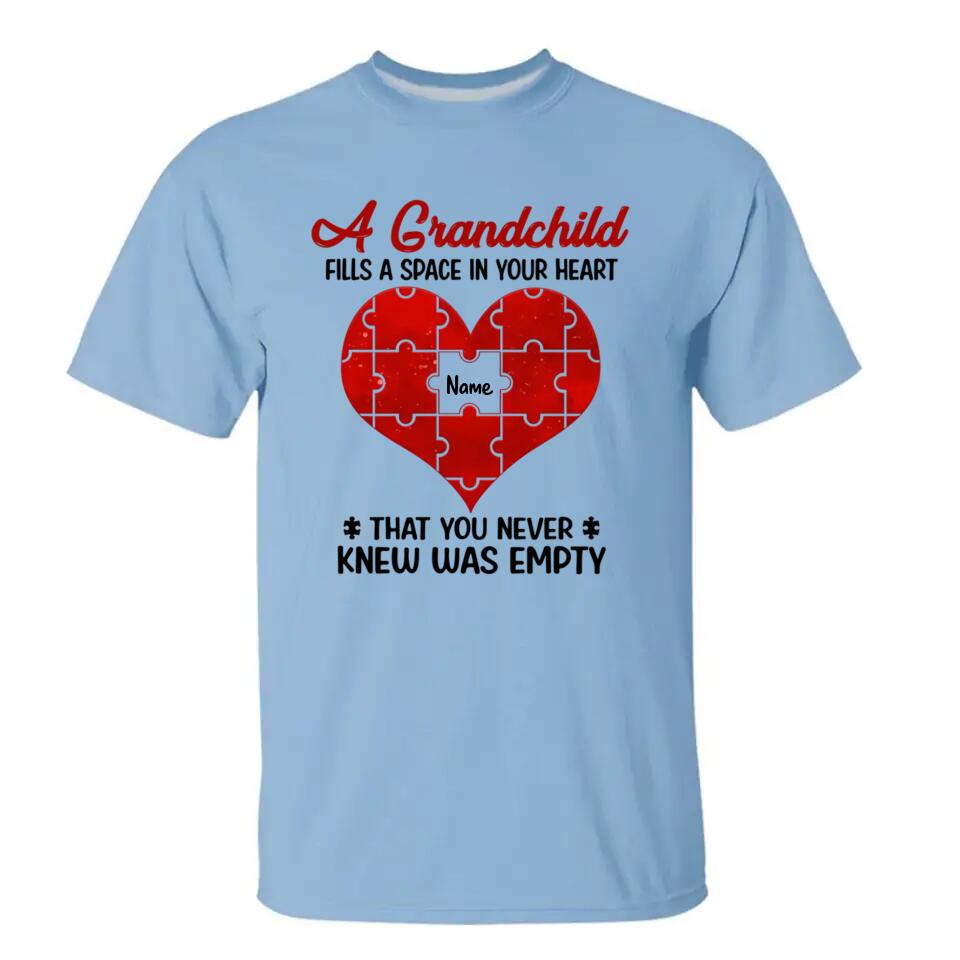 Grandchildren Fill Spaces In Grandma Heart Personalized Shirt