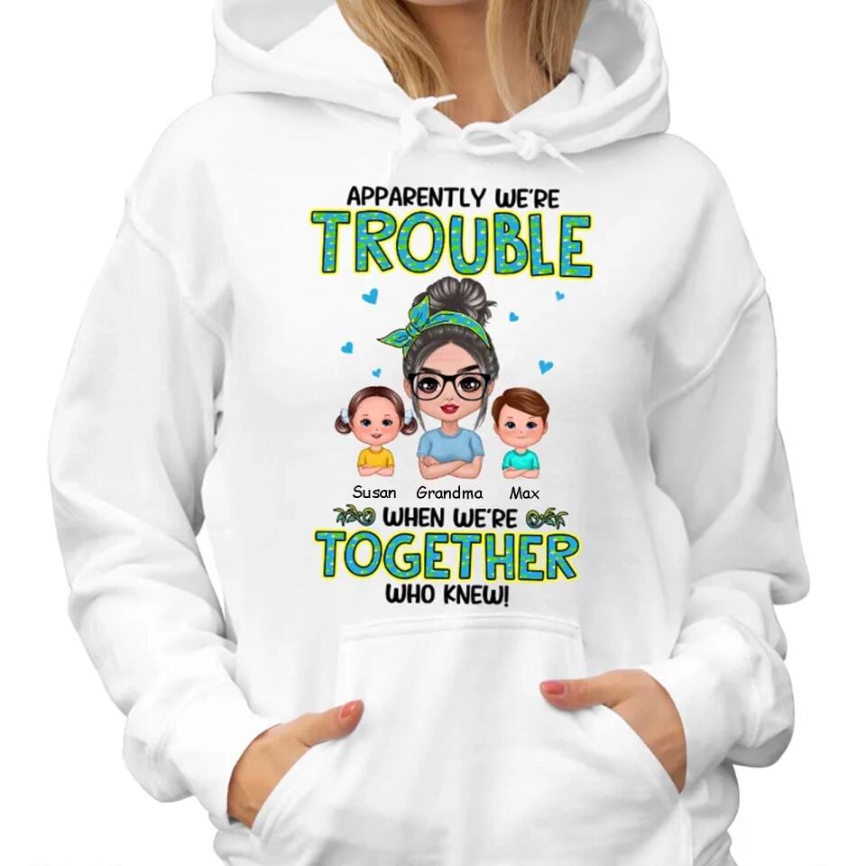 Get In Trouble Doll Grandma With Grandkids Personalized Shirt,Gift For Grandma