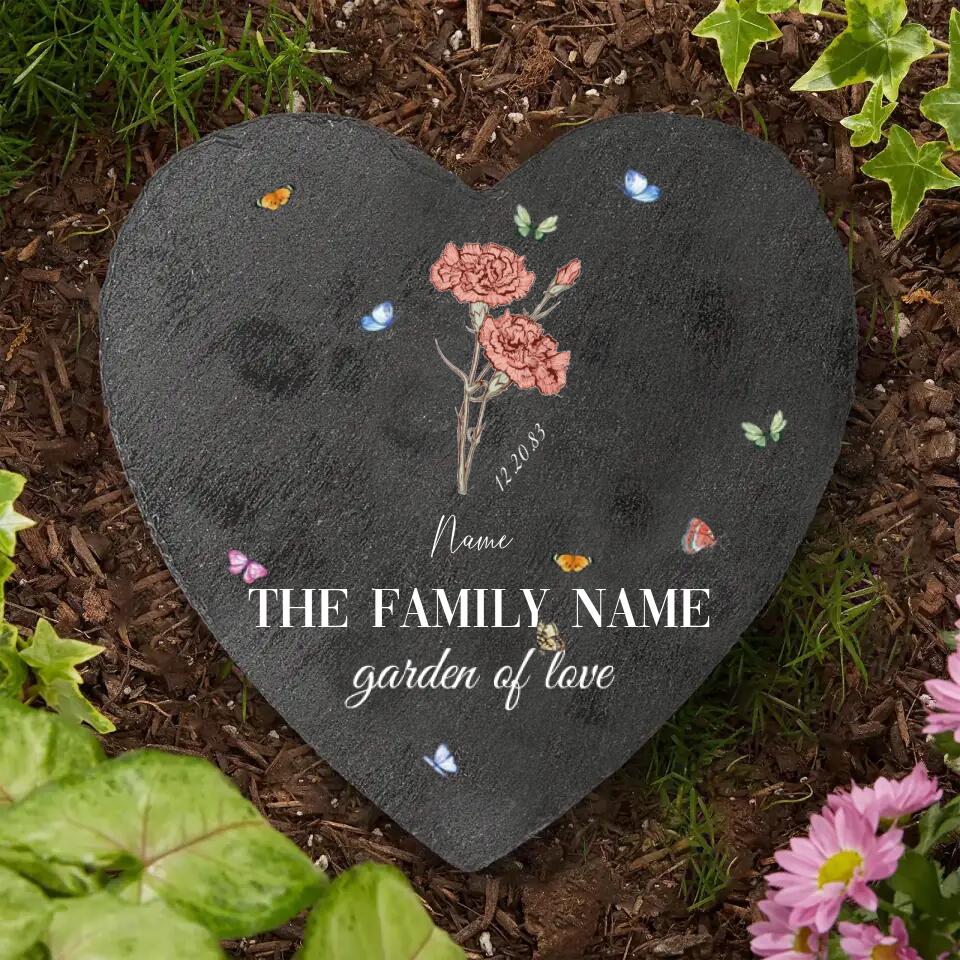 Garden of Love - Birth Month Flower Personalized Heart Garden Stone