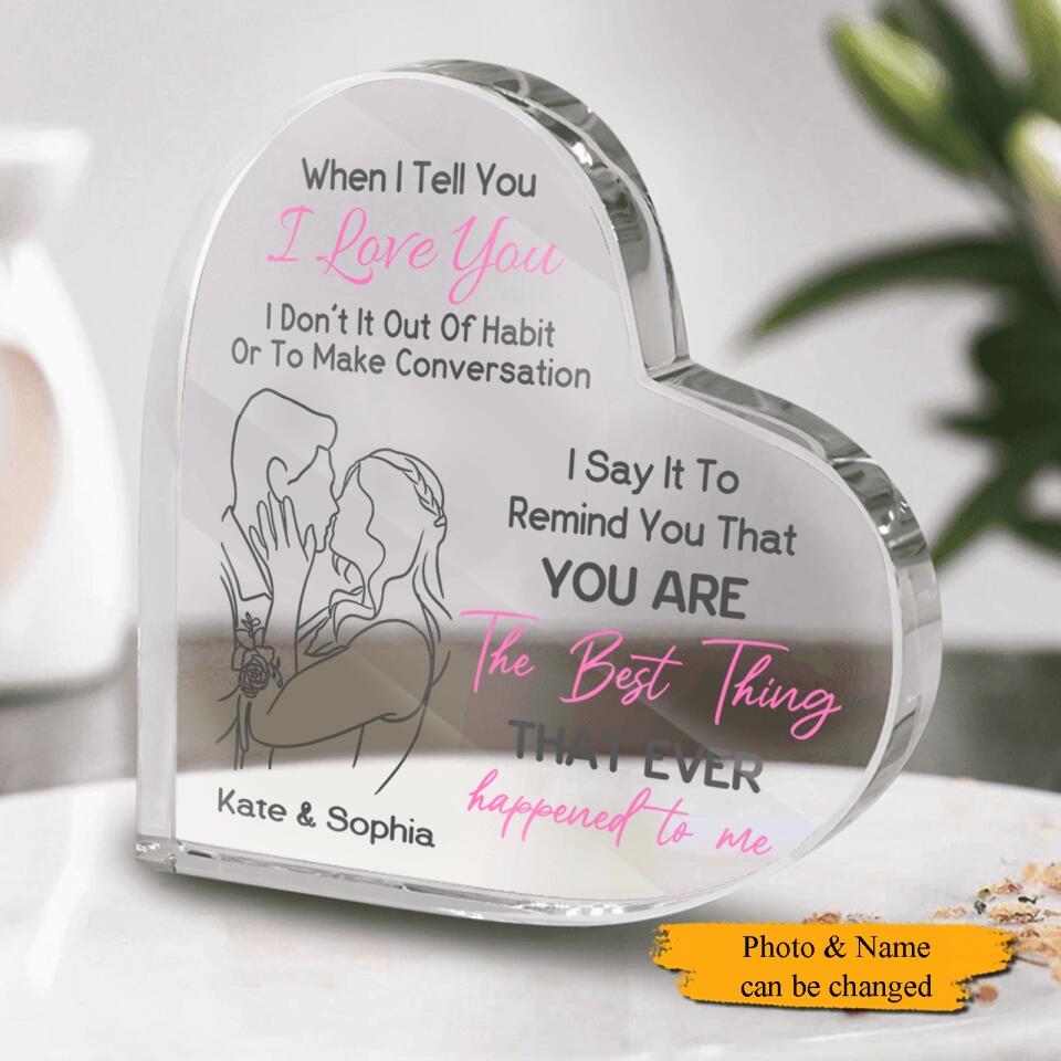 Custom Couple Portrait Illustration From Photo Personalized Couple Heart Acrylic Plaque