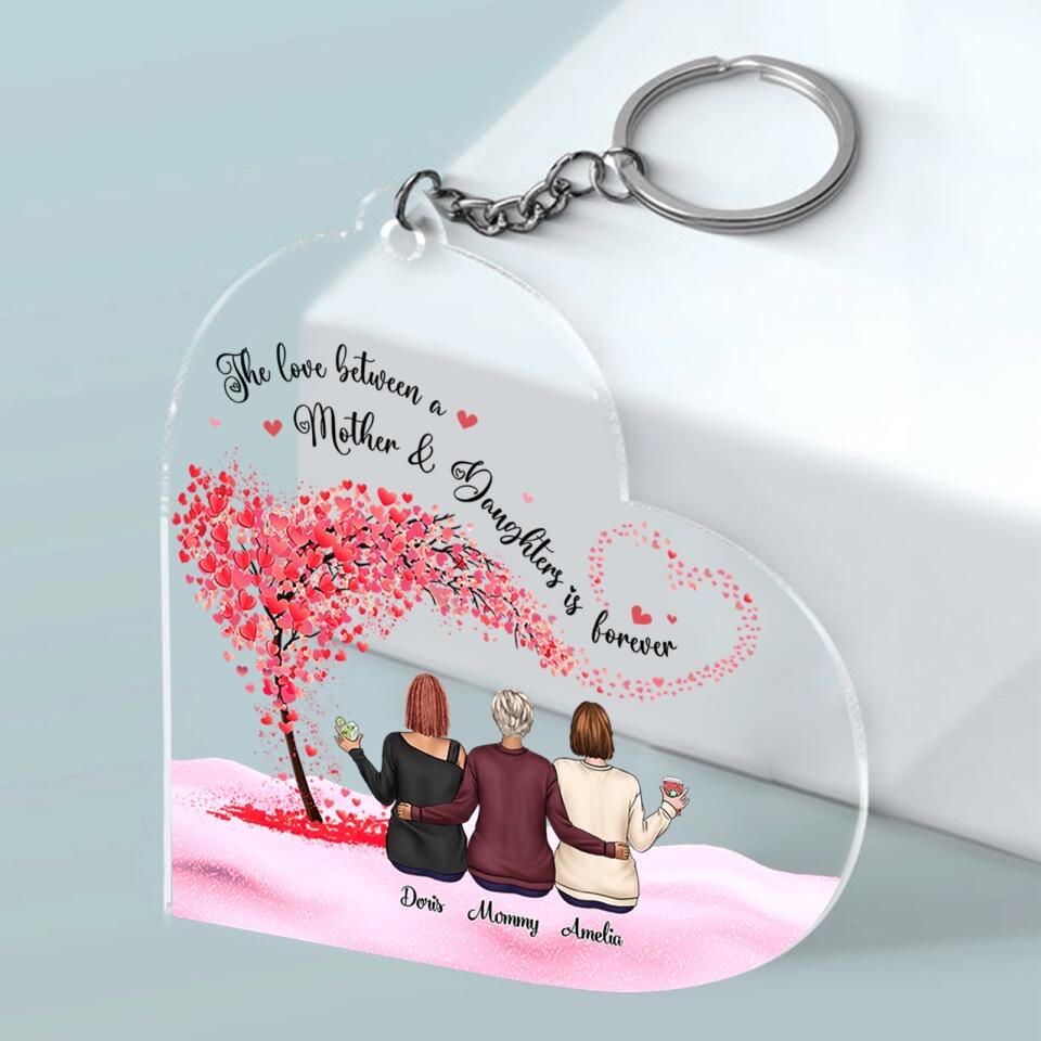 Mom Daughter Sitting Under Tree Personalized Acrylic Keychain - Gift for Mum