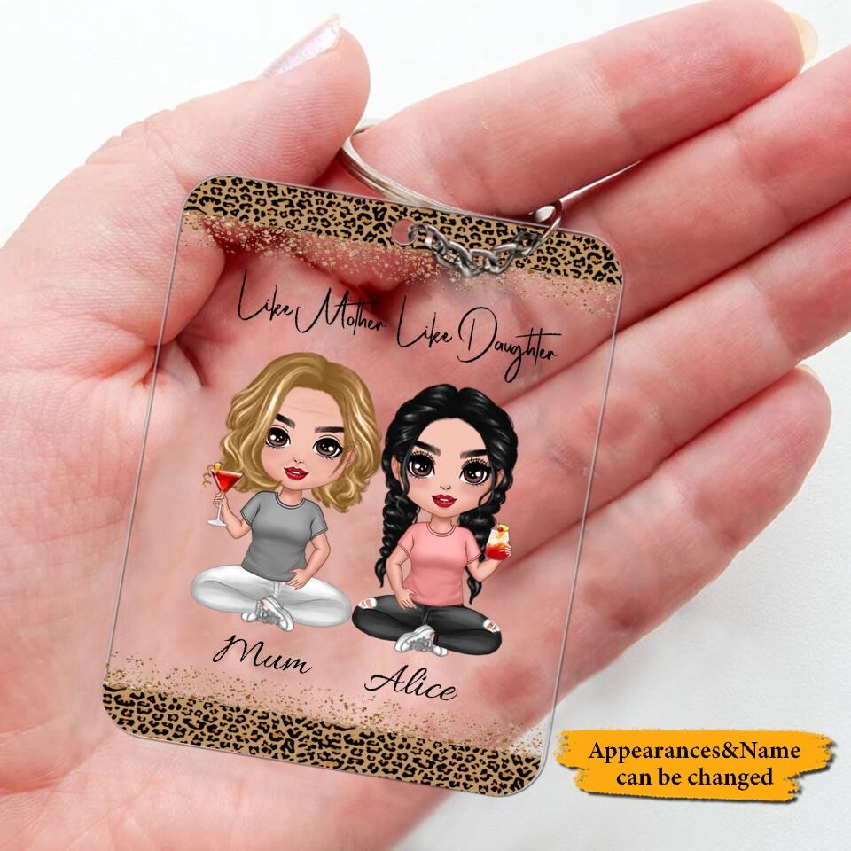 Like Mother Like Daughters Personalized leopard Acrylic Keychain - Gift for Mother's Day