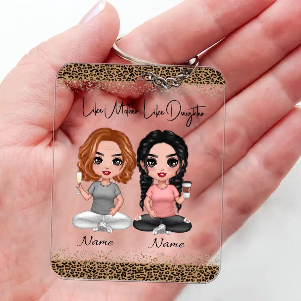 Like Mother Like Daughters Personalized leopard Acrylic Keychain - Gift for Mother's Day