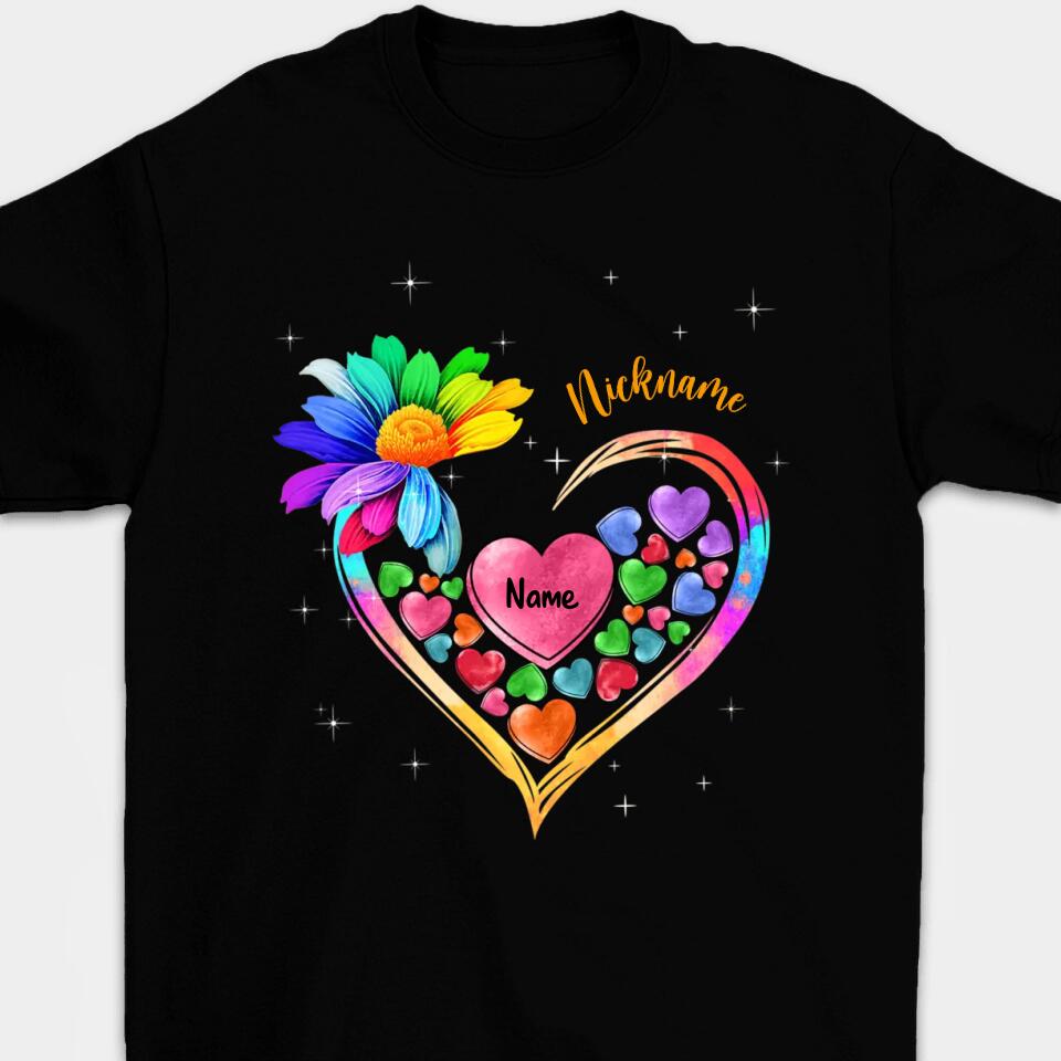 Colorful Sunflower Grandma Mom Heart Loads Of Love, Mother's Day Personalized T-shirt And Hoodie